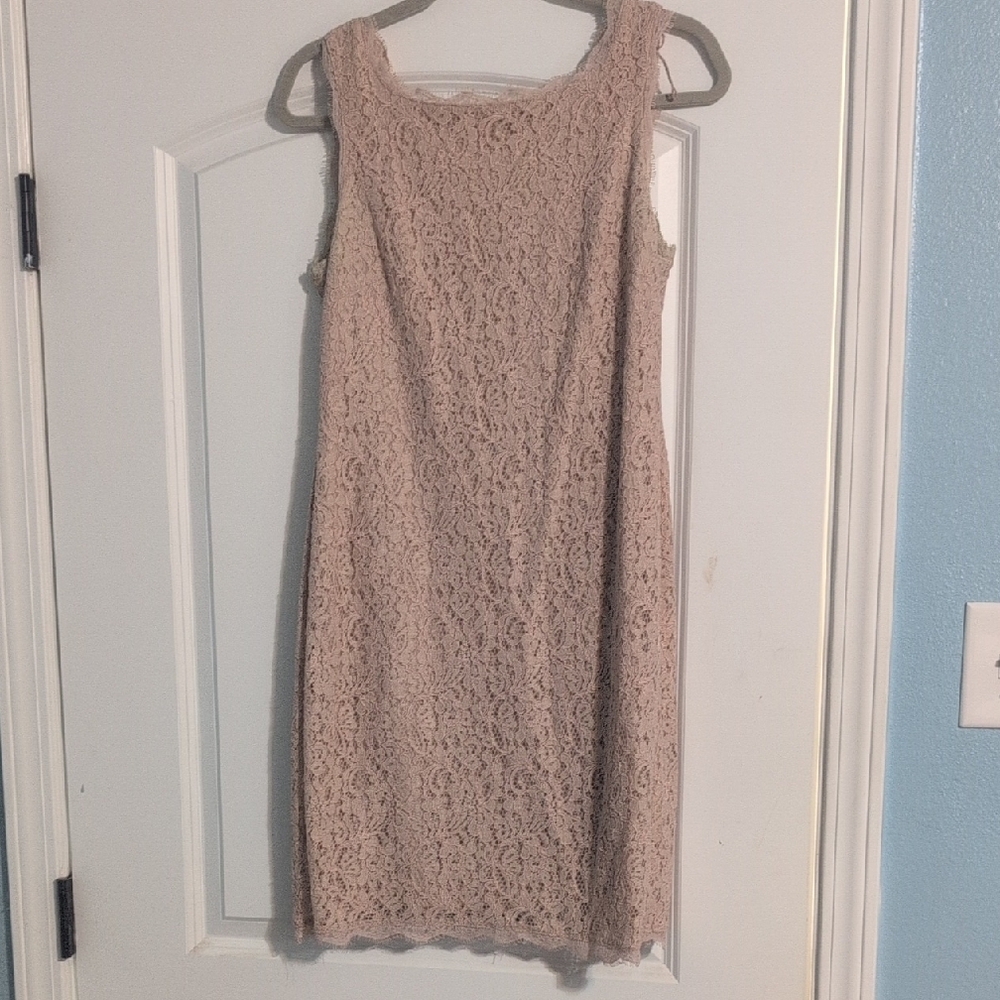 Elegant Lace Sleeveless Dress - Nude